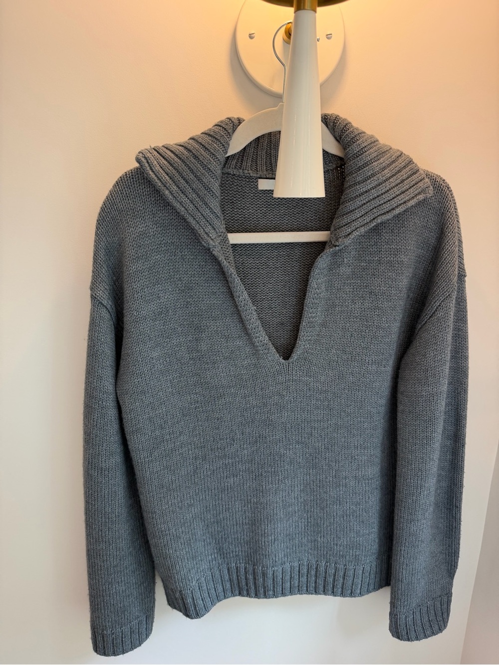 One Grey Day Gray V-Neck Collar Sweater - Women
